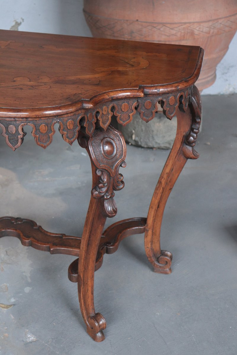 Walnut Console Table, Venice, 18th Century-photo-4