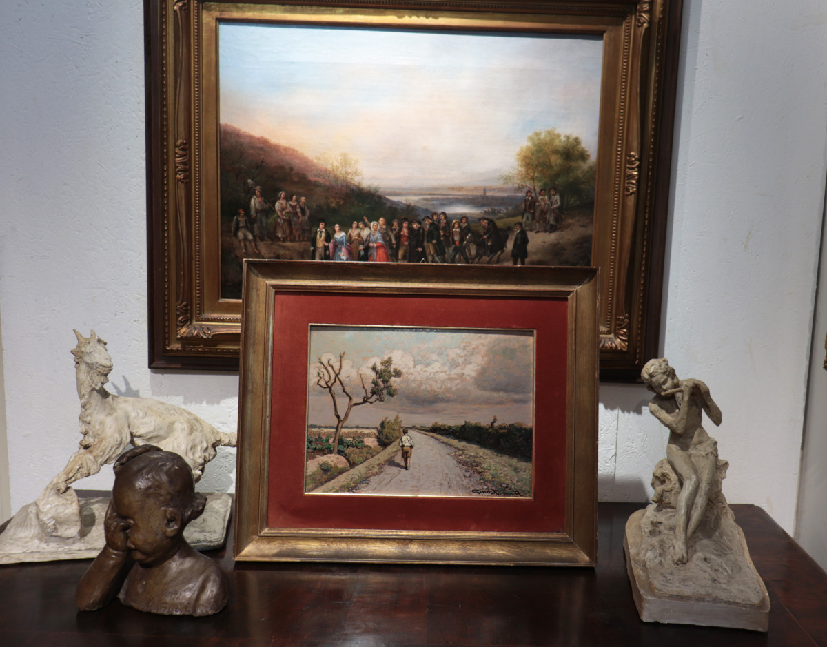 Gino Romiti (Livourne, 1881-1967) - Chemin de campagne-photo-1