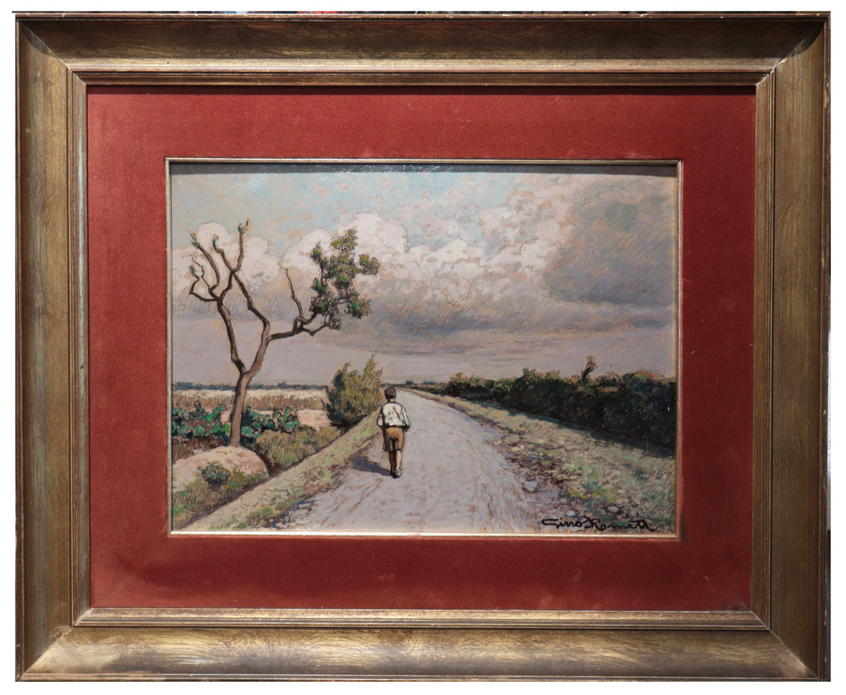 Gino Romiti (Livourne, 1881-1967) - Chemin de campagne