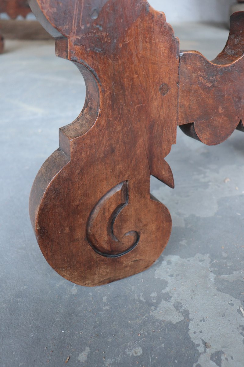 'fratino' Table With Lyre Legs, Spain, 17th Century-photo-1