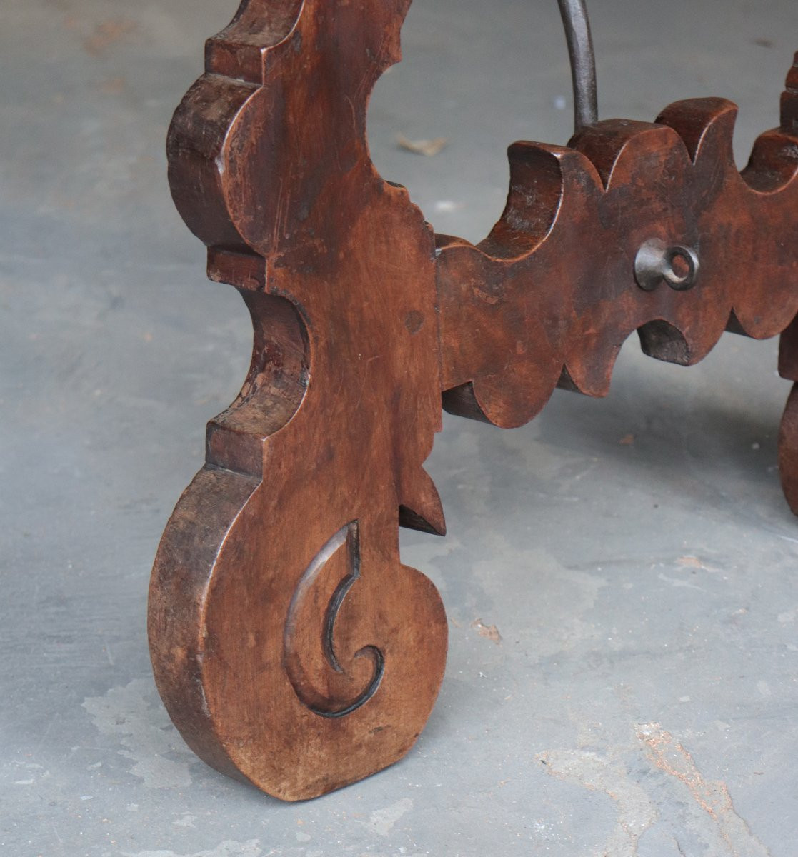 'fratino' Table With Lyre Legs, Spain, 17th Century-photo-5