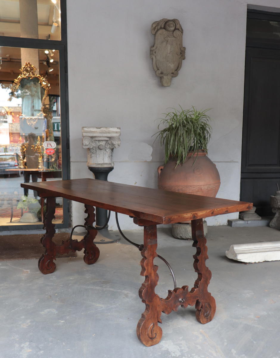 'fratino' Table With Lyre Legs, Spain, 17th Century