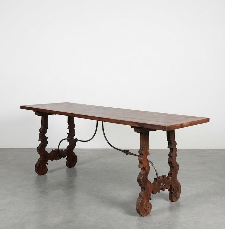 'fratino' Table With Lyre Legs, Spain, 17th Century