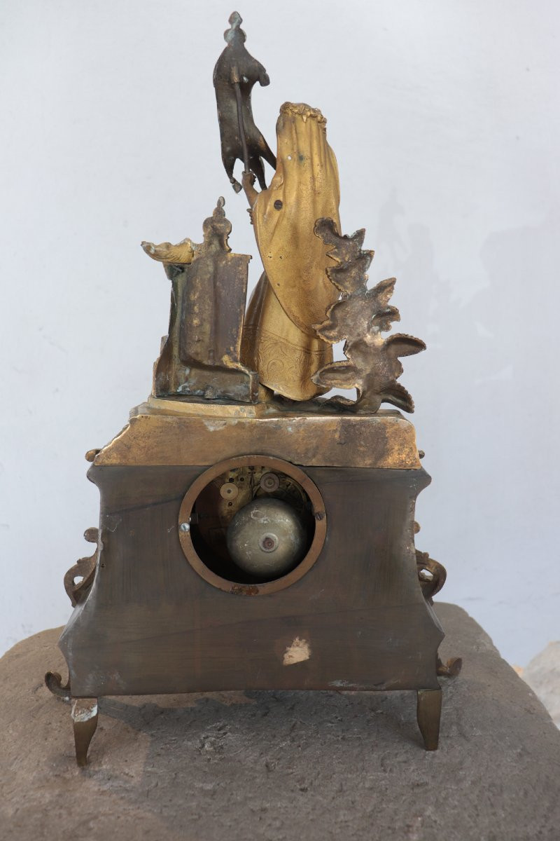 Pendule de table en bronze doré, France,  XIXe siècle-photo-2