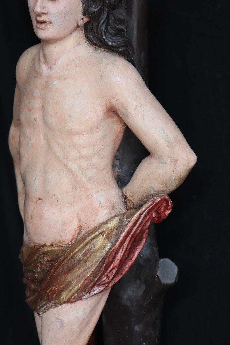 Sculpture en bois : Saint Sébastien, Italie, 18e siècle-photo-4