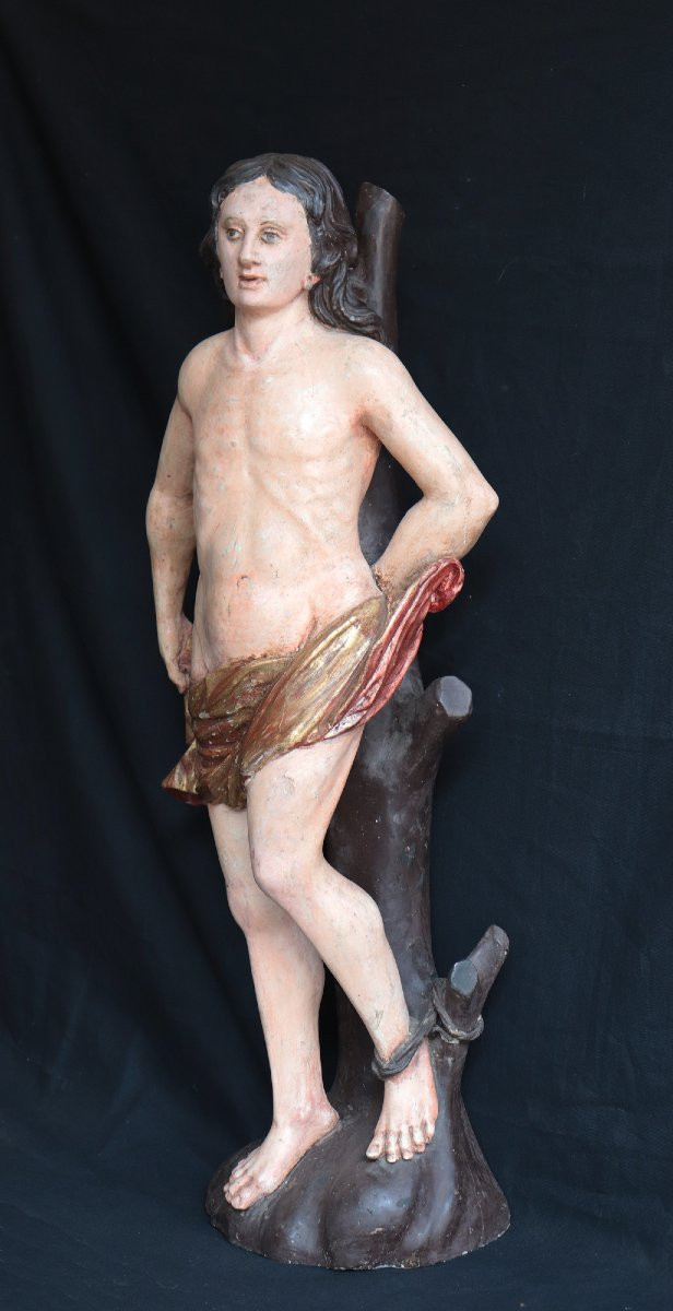 Sculpture en bois : Saint Sébastien, Italie, 18e siècle-photo-1