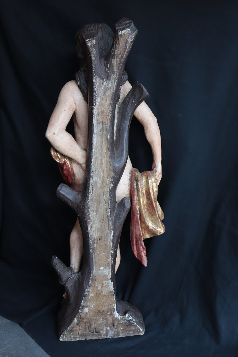 Sculpture en bois : Saint Sébastien, Italie, 18e siècle-photo-2