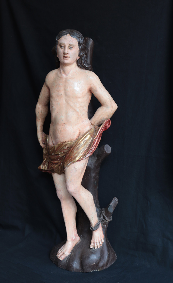Sculpture en bois : Saint Sébastien, Italie, 18e siècle