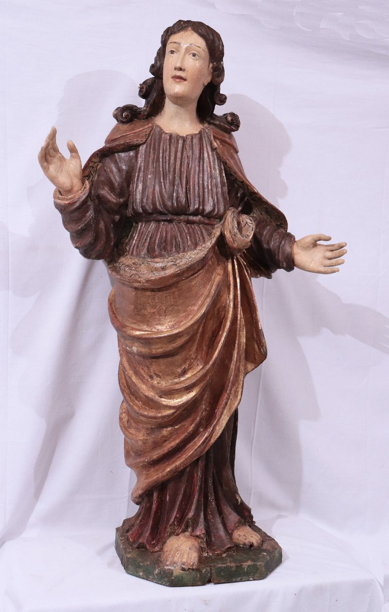 Wooden Sculpture:   'st. John', 17th Century-photo-2