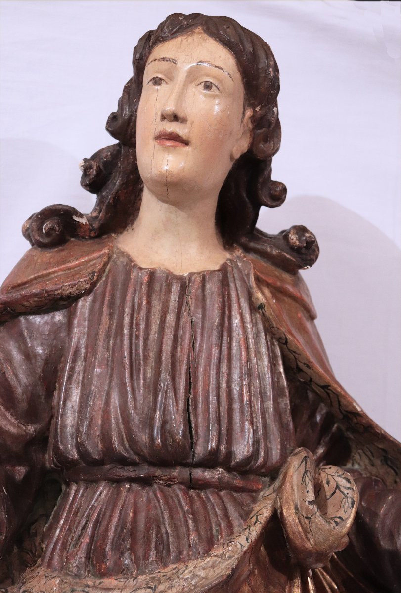 Wooden Sculpture:   'st. John', 17th Century-photo-3