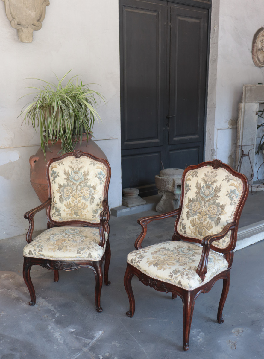 Pair Of Italian Armchairs. 18th Century