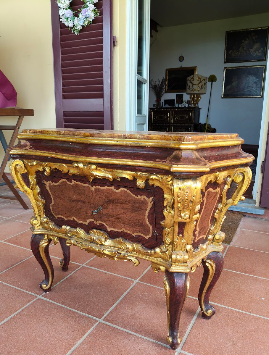 Pair Of Lacquer And Gold Nightstands, 20th Century-photo-2