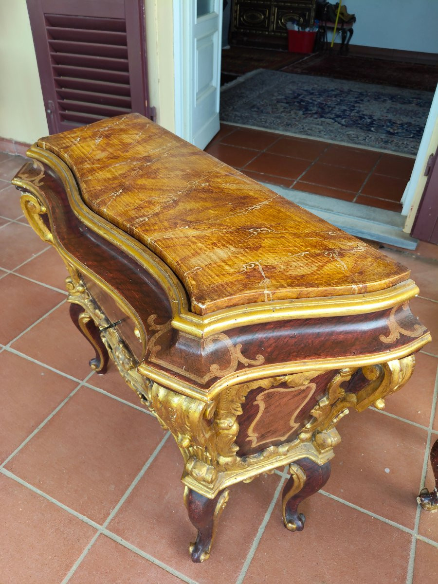 Pair Of Lacquer And Gold Nightstands, 20th Century-photo-1