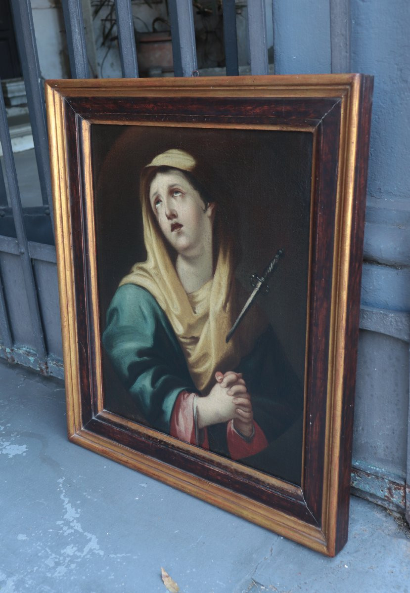 Antique Painting "madonna" 18th Century-photo-2
