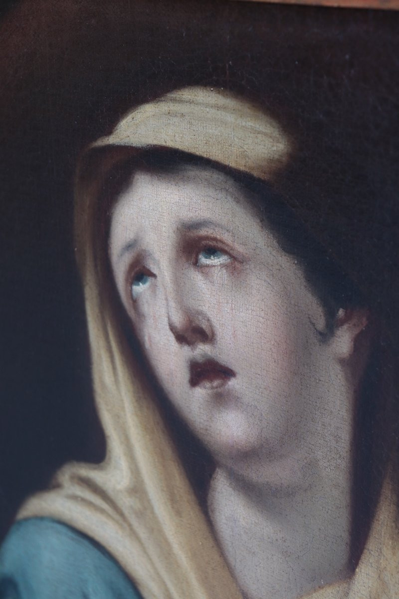 Antique Painting "madonna" 18th Century-photo-3