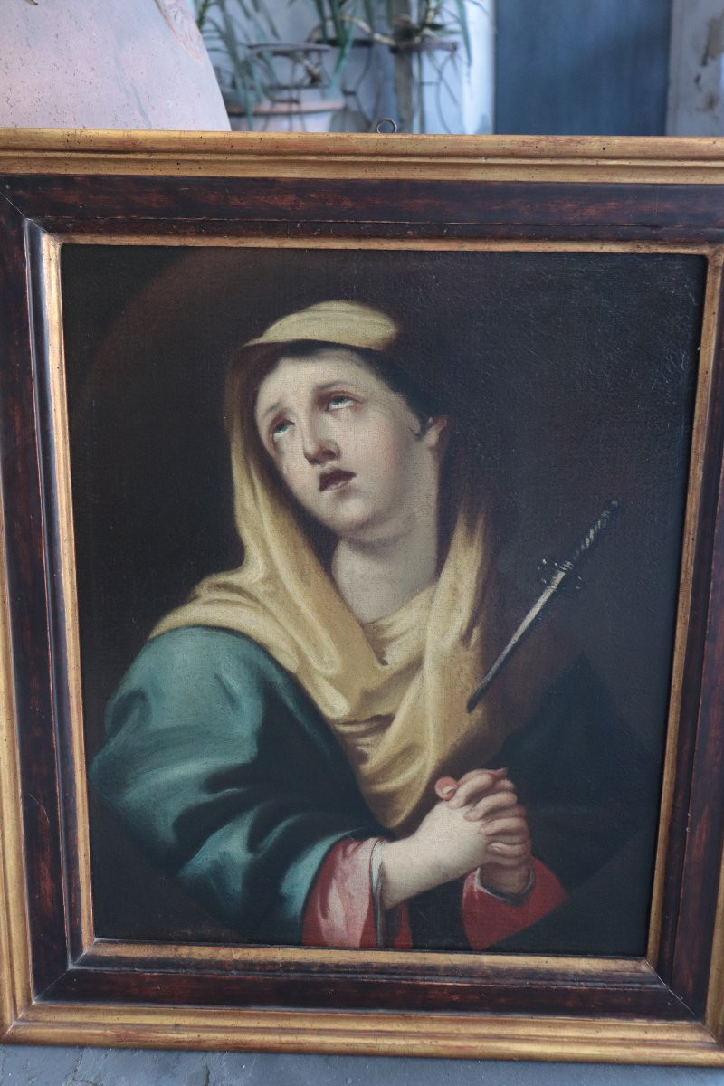 Antique Painting "madonna" 18th Century-photo-4