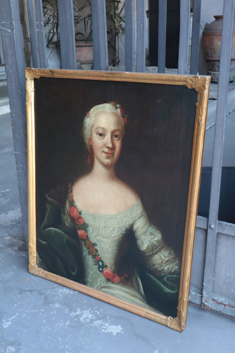 Peinture ancienne : Portrait de dame, Autriche, 18e siècle-photo-2
