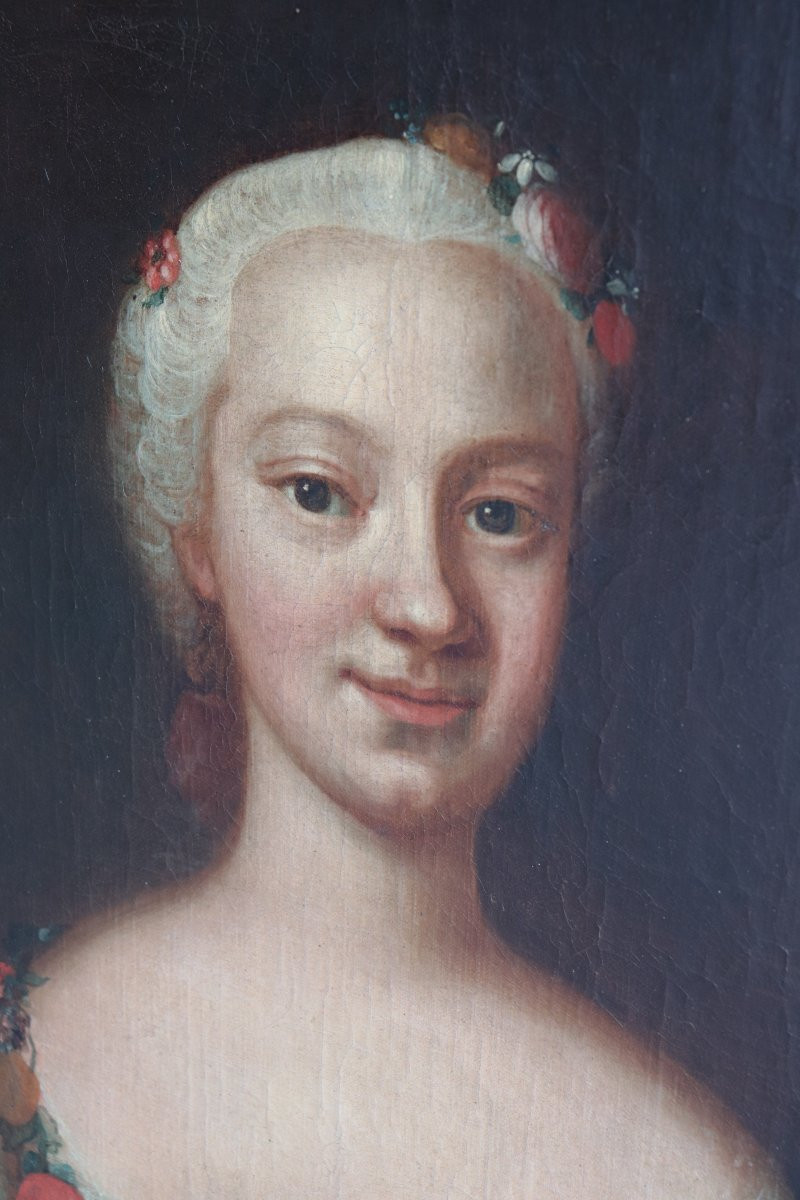 Peinture ancienne : Portrait de dame, Autriche, 18e siècle-photo-3