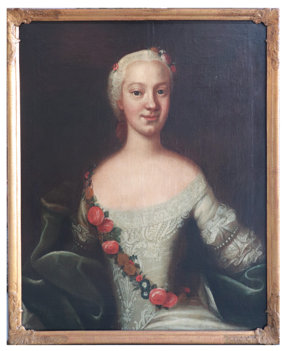 Peinture ancienne : Portrait de dame, Autriche, 18e siècle