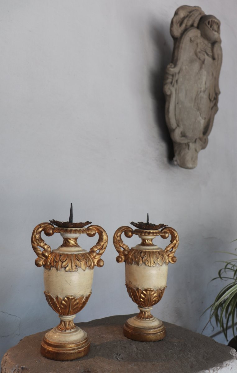 Pair Of Candlesticks, Tuscany, 18th Century-photo-2