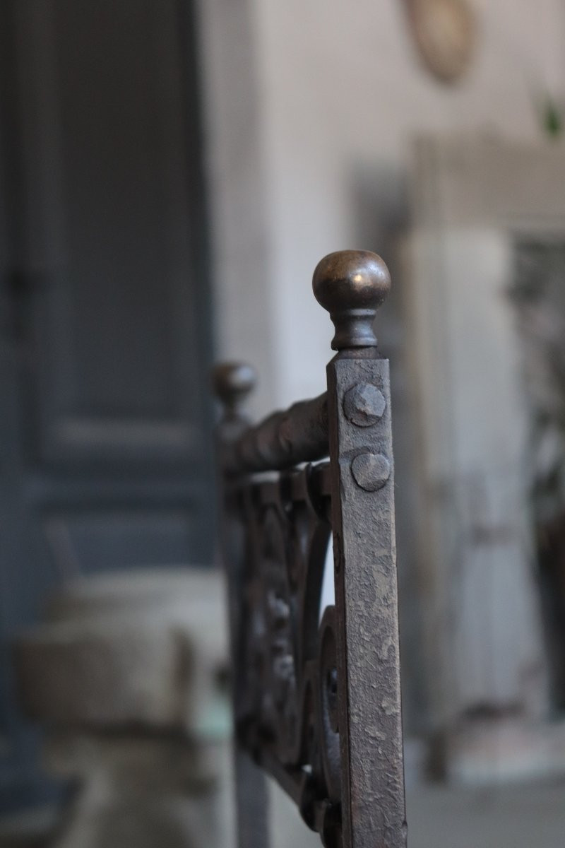 Tabouret en fer forgé, Toscane, XIXe siècle-photo-2