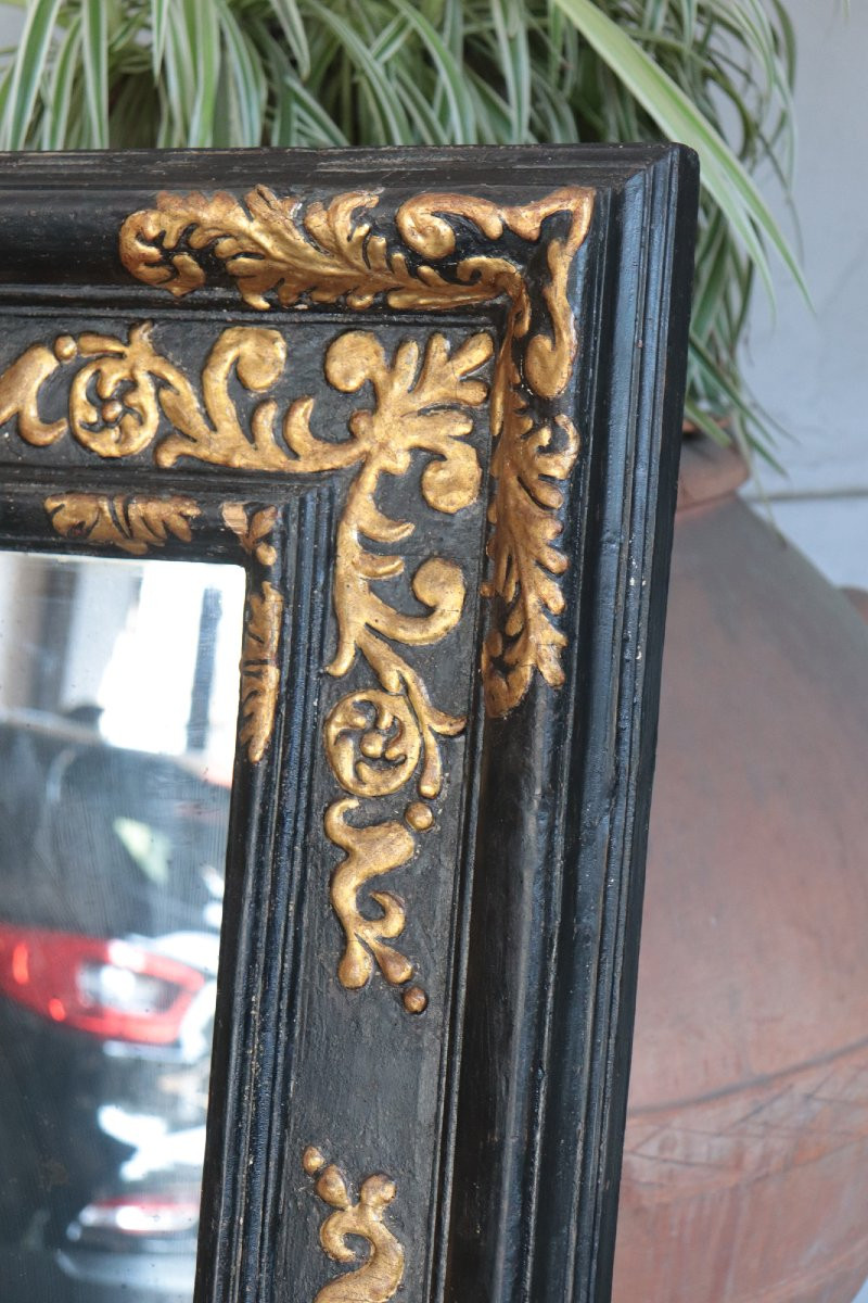 Miroir noir à motifs dorés, Toscane, XVIIe siècle-photo-2