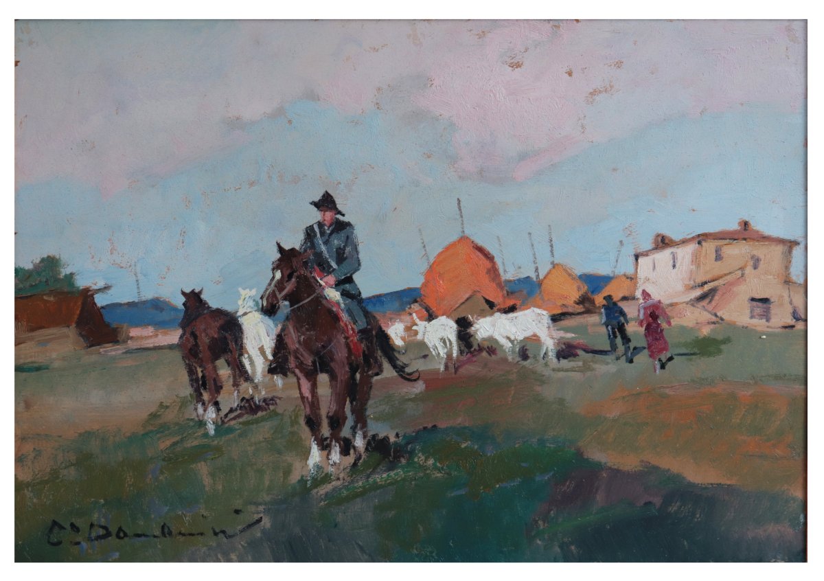 Carlo Domenici - (livorno 1897 – Portoferraio 1981) - Maremma Cowboy-photo-2