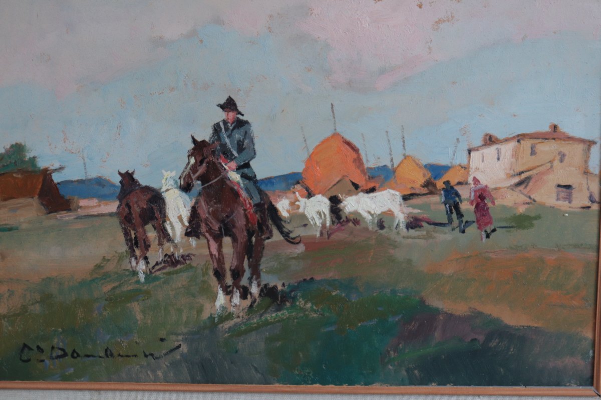 Carlo Domenici - (livorno 1897 – Portoferraio 1981) - Maremma Cowboy-photo-3