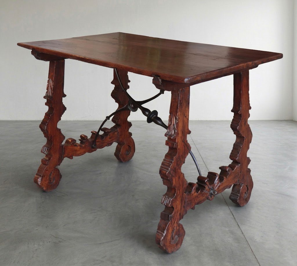 Lira-shaped Table With Iron Legs, Spain, 17th Century