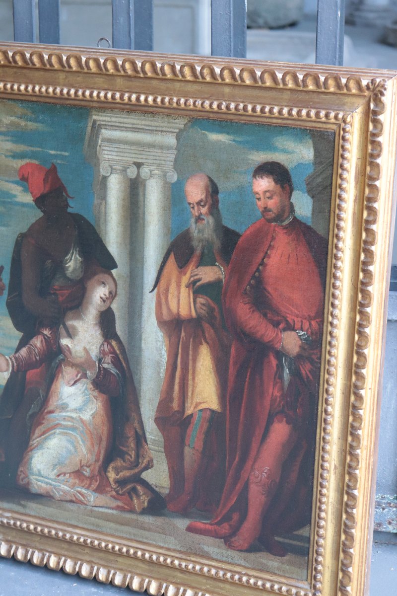 Painting: The Martyrdom Of Saint Justina, 17th Century-photo-4