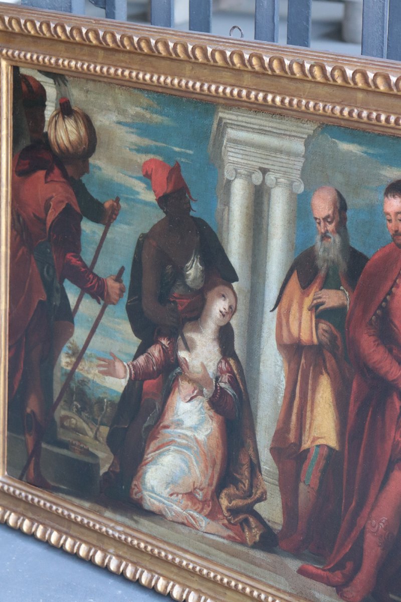 Painting: The Martyrdom Of Saint Justina, 17th Century-photo-1