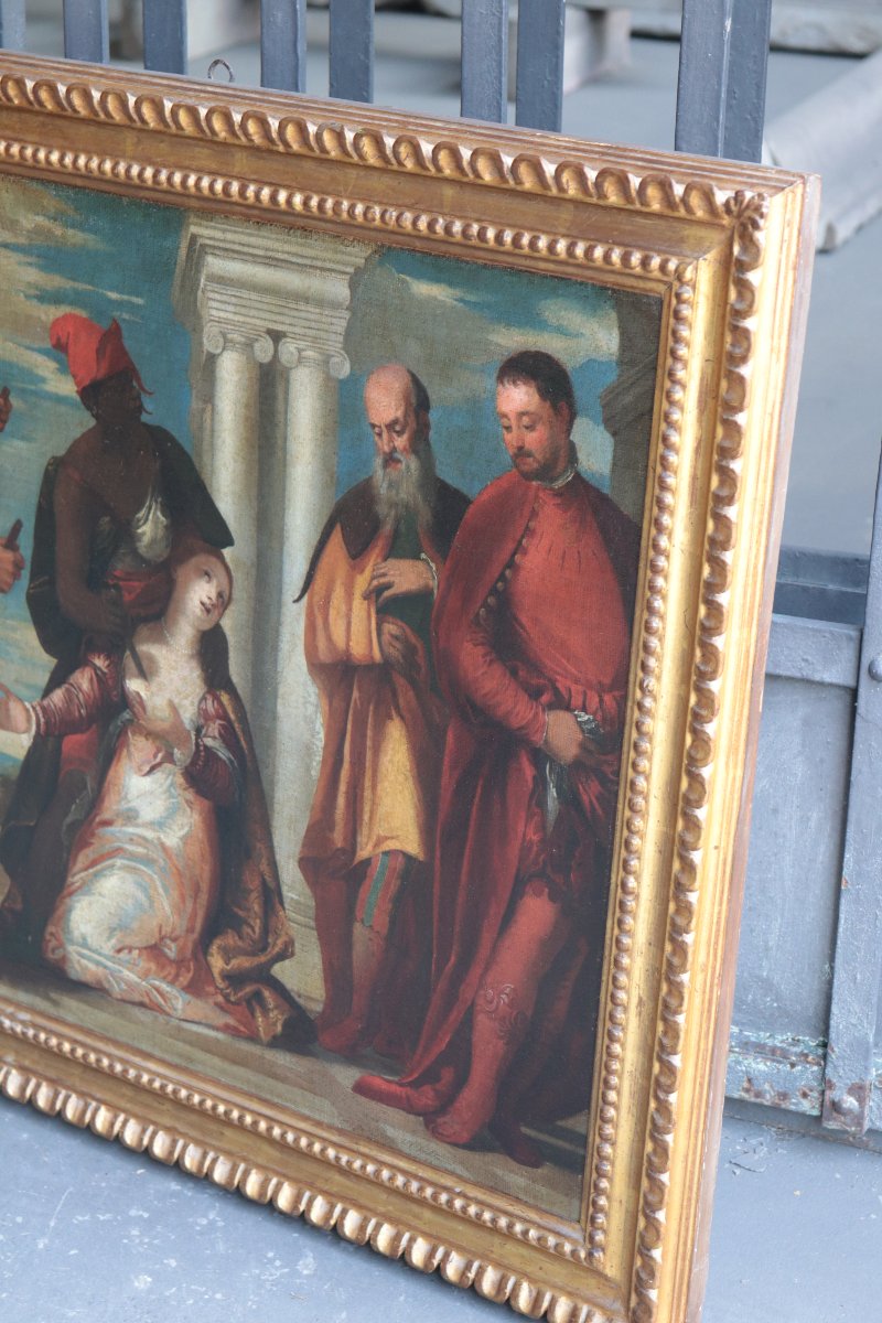 Painting: The Martyrdom Of Saint Justina, 17th Century-photo-2