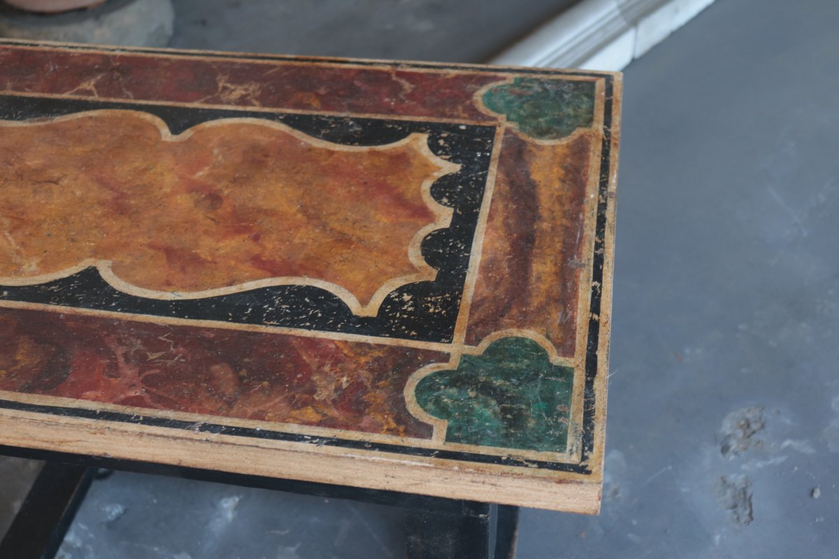 Marble-effect Lacquered Coffee Table, Tuscany, Late 18th Century-photo-2