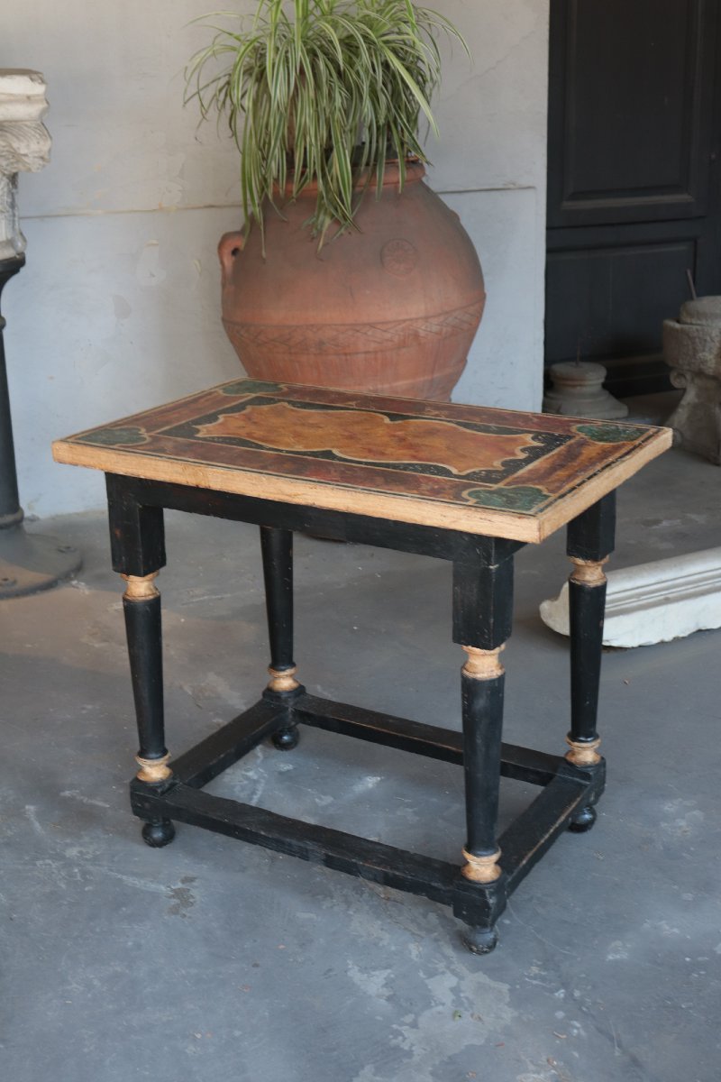 Marble-effect Lacquered Coffee Table, Tuscany, Late 18th Century-photo-3