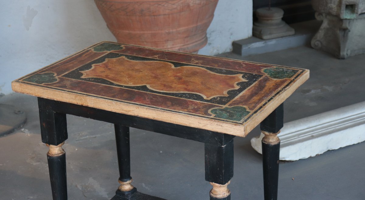 Marble-effect Lacquered Coffee Table, Tuscany, Late 18th Century-photo-1