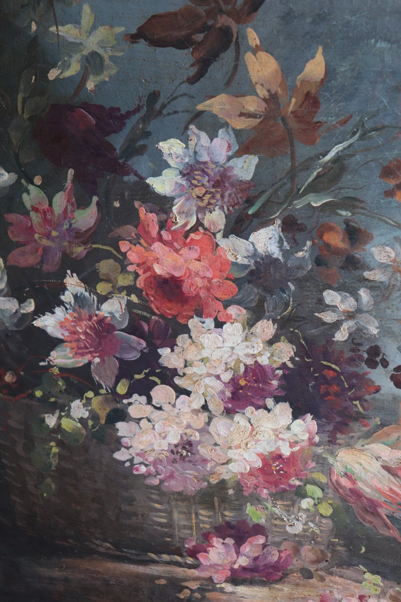 Antique Painting: Still Life With Flowers, 18th Century-photo-2