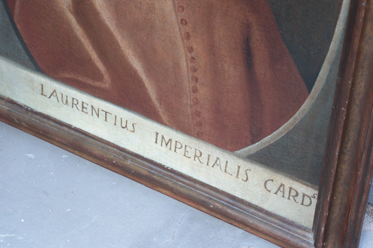 Peinture : Portrait d'un cardinal, XVIIIe siècle-photo-4