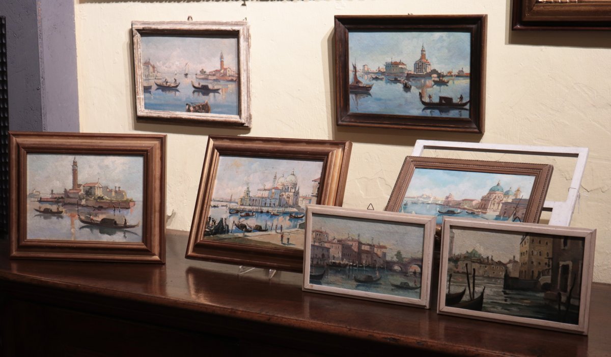 7 Paintings From The "views Of Venice" Series, Early 1900s