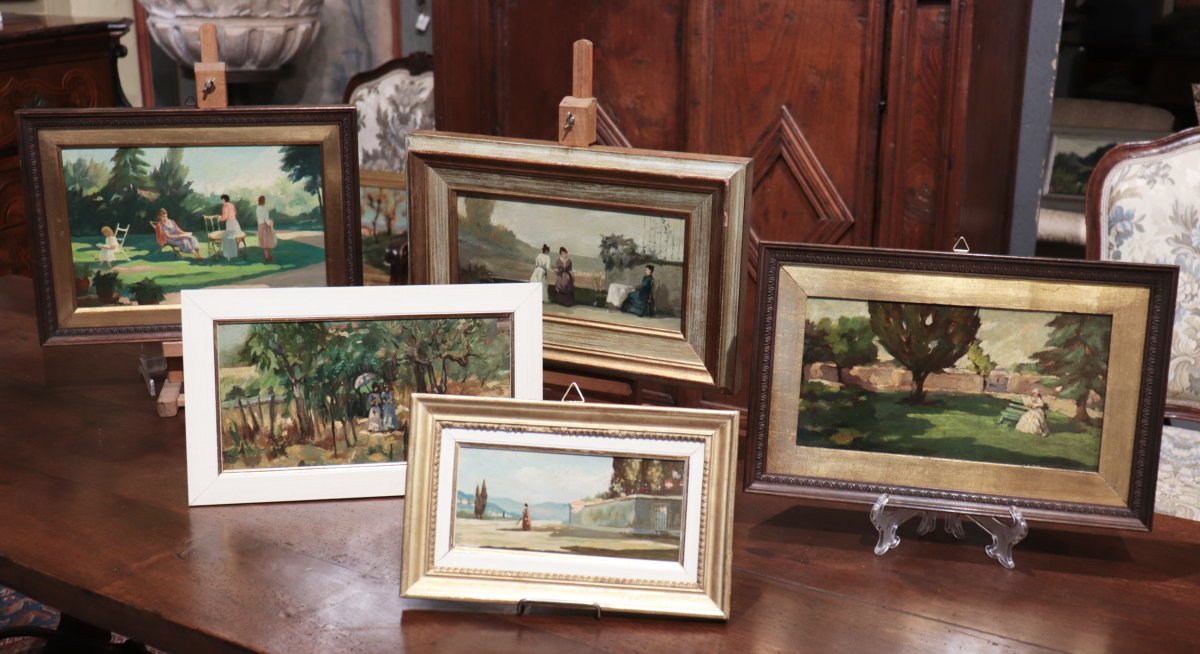 Collection Of 5 Post-macchiaioli Paintings, Tuscany, 20th Century
