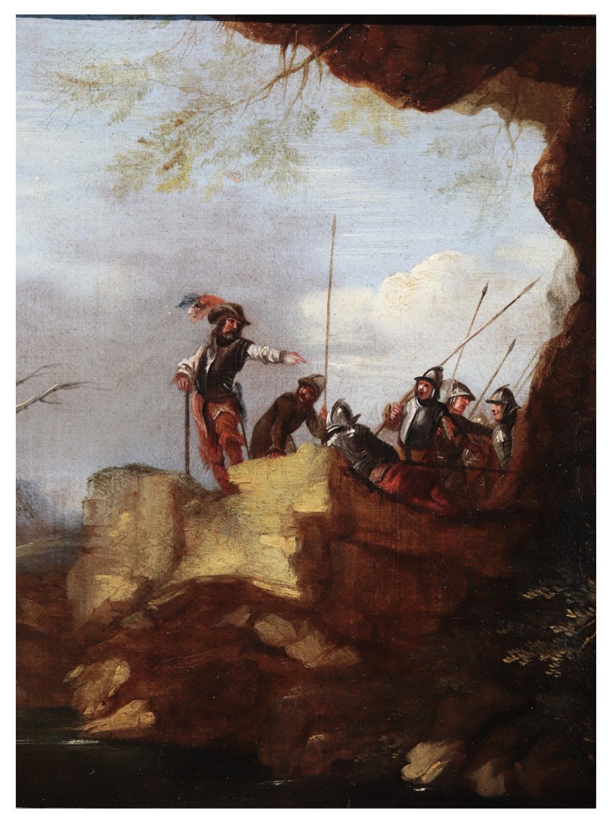 Peinture : Scène de bataille, Italie, XVIIe siècle-photo-2