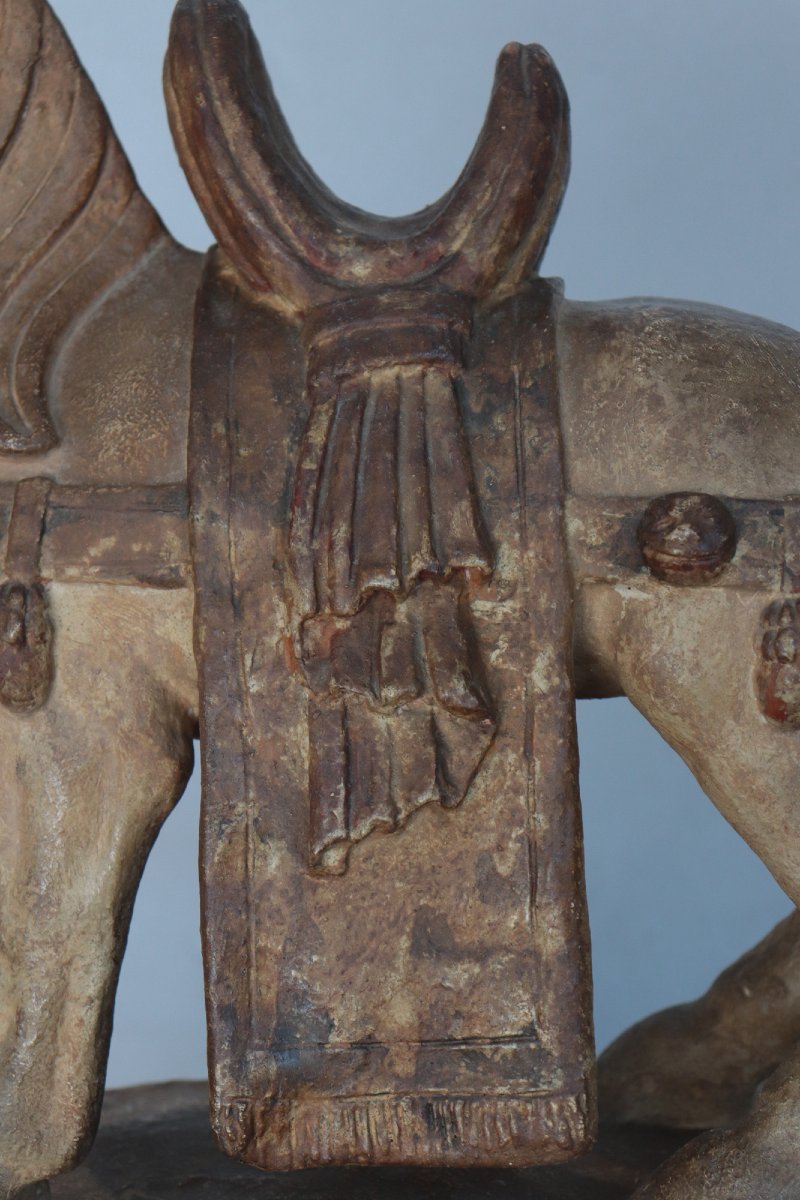 Sculpture en terre cuite : cheval, Chine, fin du XIXe siècle-photo-1