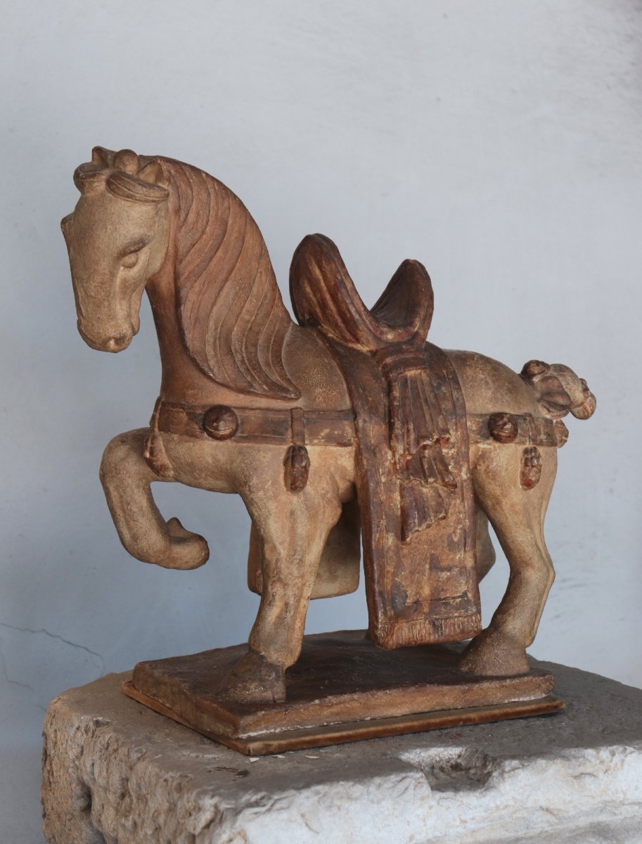 Sculpture en terre cuite : cheval, Chine, fin du XIXe siècle