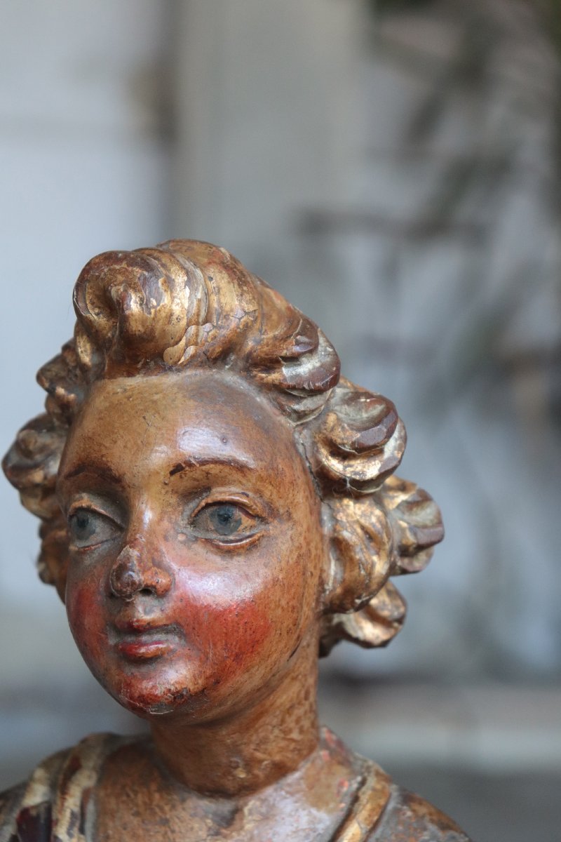 Paire d'anges polychromes, Toscane, XVIIe siècle-photo-2