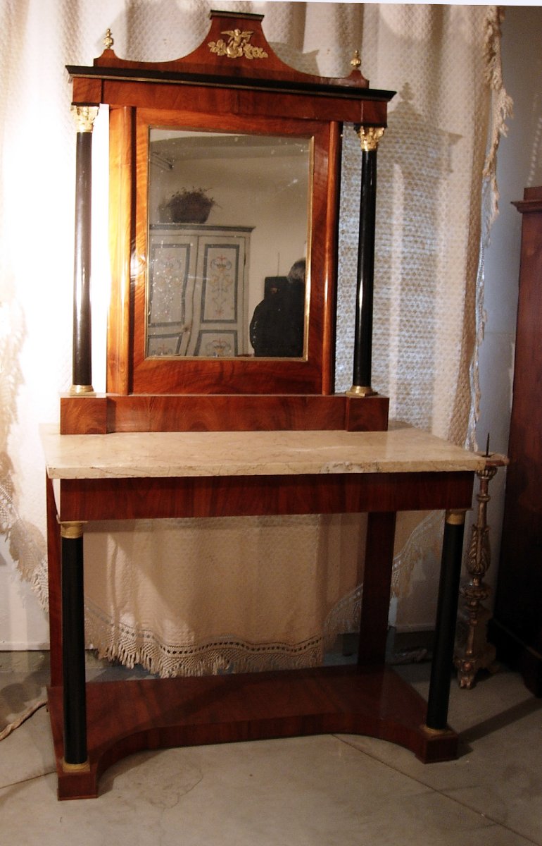 Empire-style Console Table With Mirror, Tuscany, 1800-photo-3