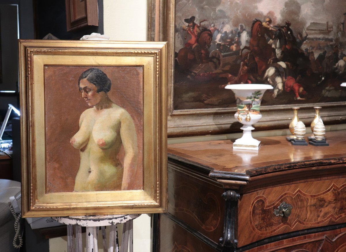 Peinture à l'huile : Nu féminin, XXe siècle-photo-3