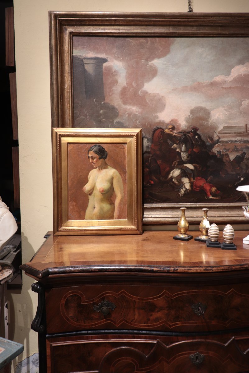 Peinture à l'huile : Nu féminin, XXe siècle-photo-4