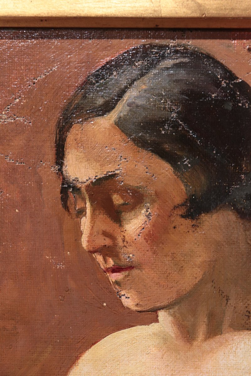 Peinture à l'huile : Nu féminin, XXe siècle-photo-1