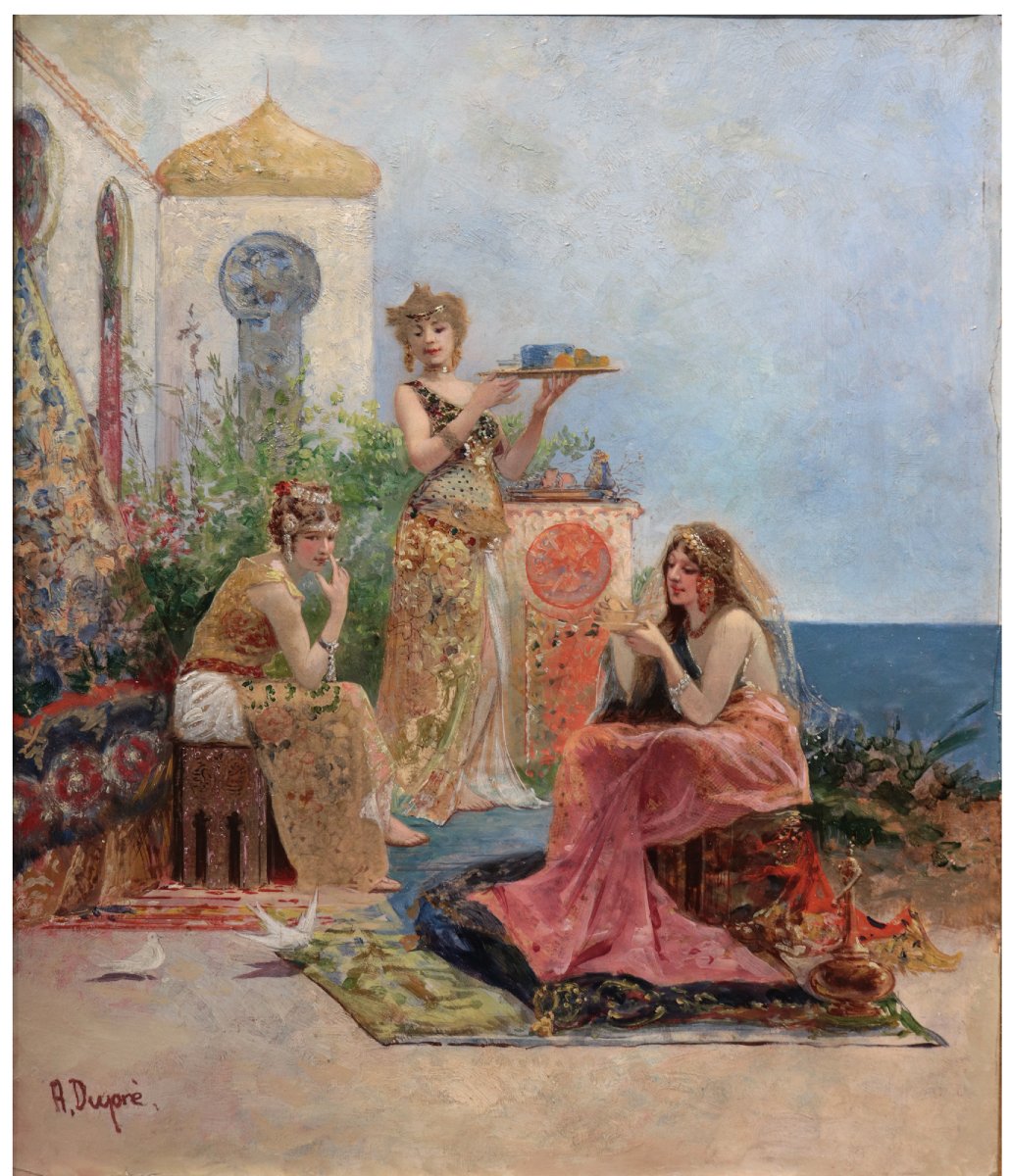 Tableau : Scène orientaliste, France, fin du XIXe siècle-photo-3