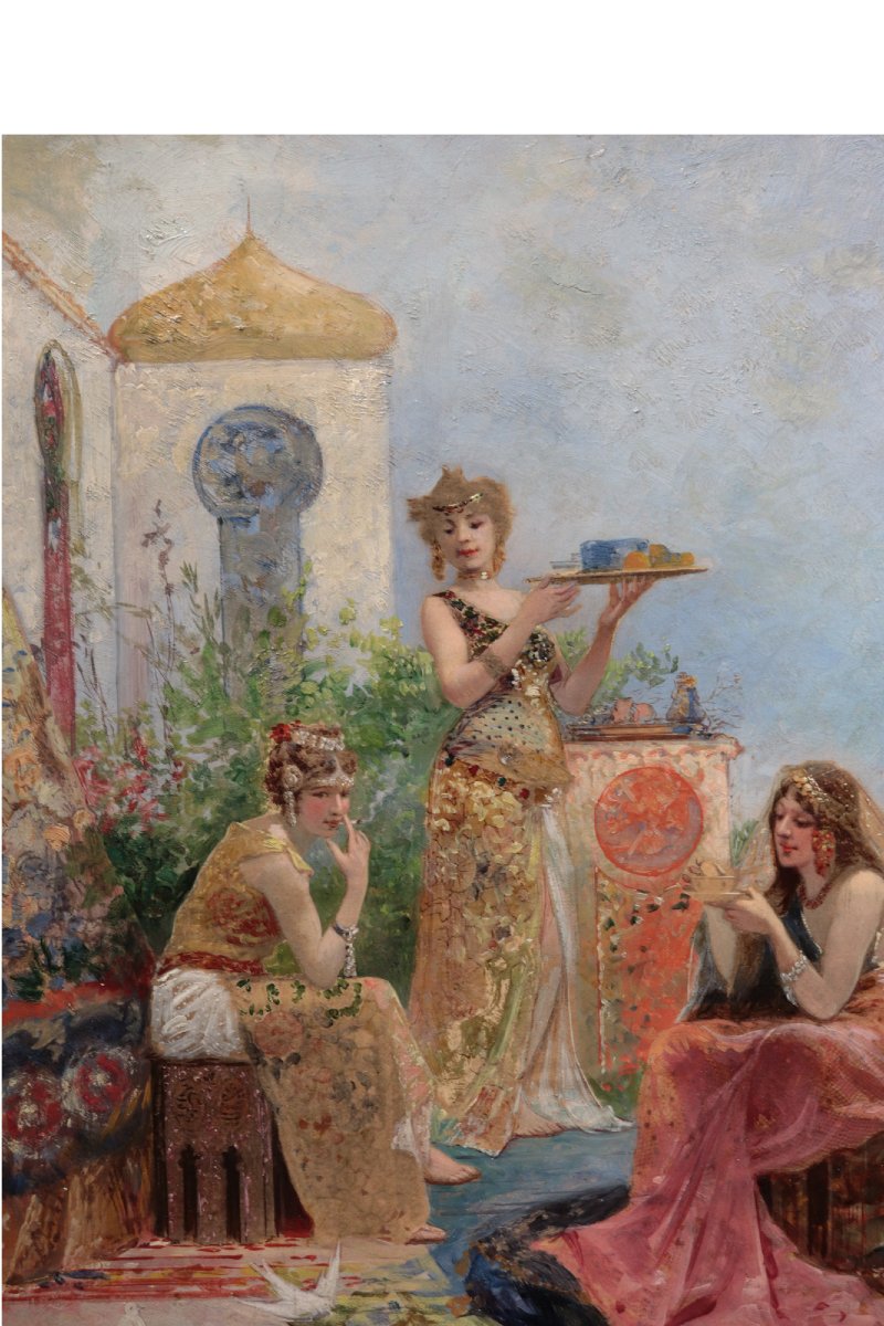 Tableau : Scène orientaliste, France, fin du XIXe siècle-photo-4