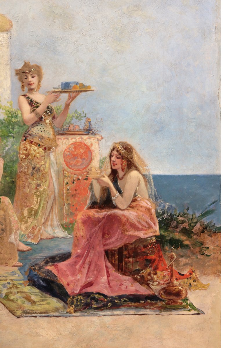 Tableau : Scène orientaliste, France, fin du XIXe siècle-photo-1